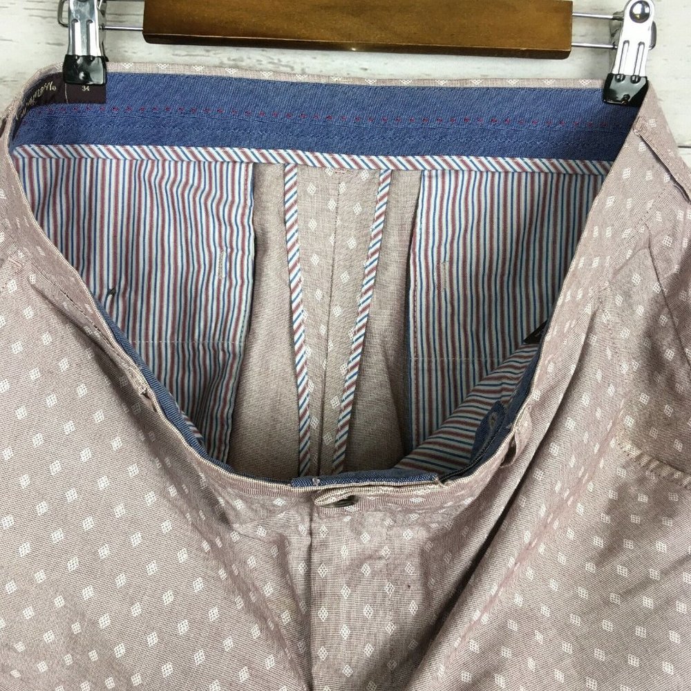Johnston Murphy Mens Shorts sz 34 Light Purple‎ Pattern Flat Front Pima Cotton - Picture 6 of 9